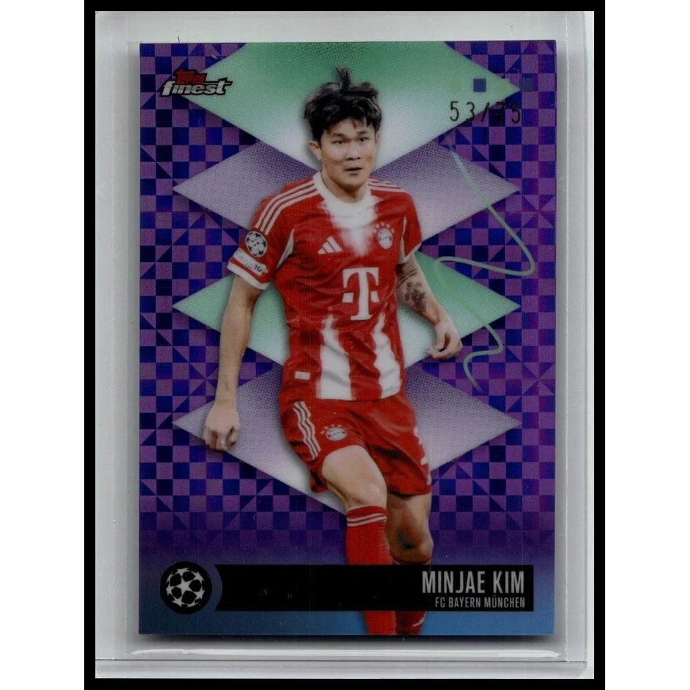 2025-26 Finest UEFA Minjae Kim #424 FC Bayern Munchen Purple Checkerboard /75